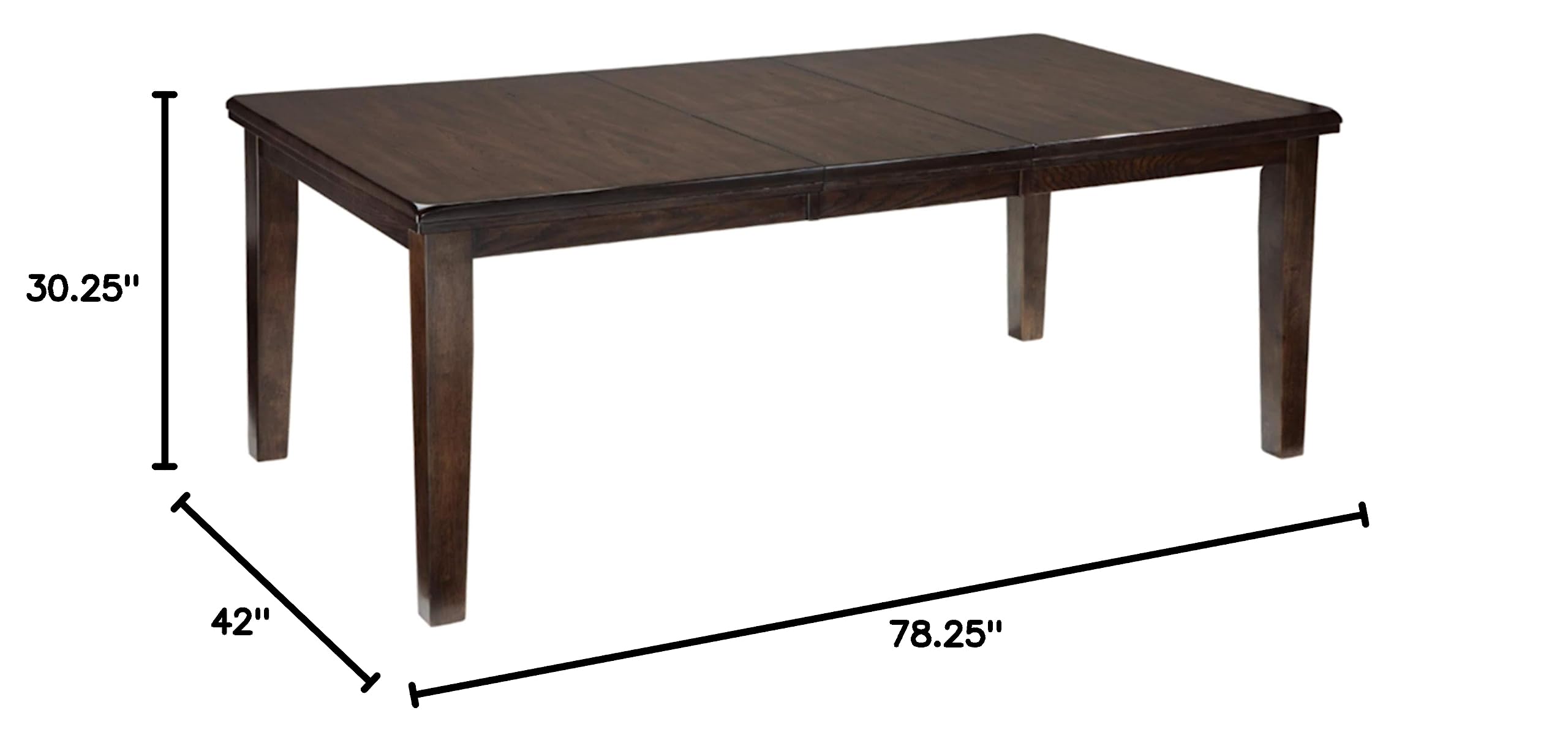 Haddigan Traditional Rectangular Dining Extension Table, Seats up to 8