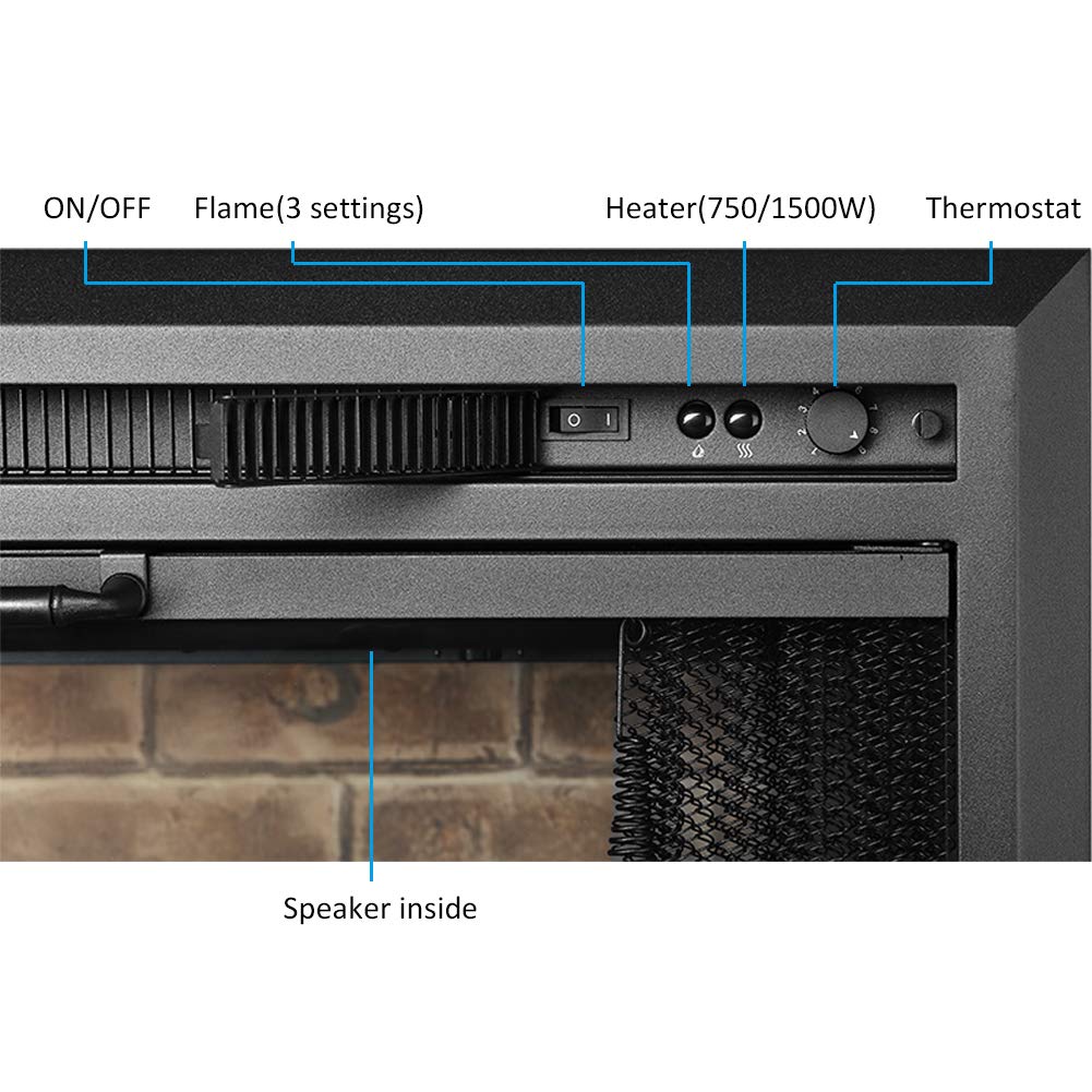 Klaus Electric Fireplace Insert with Fire Crackling Sound
