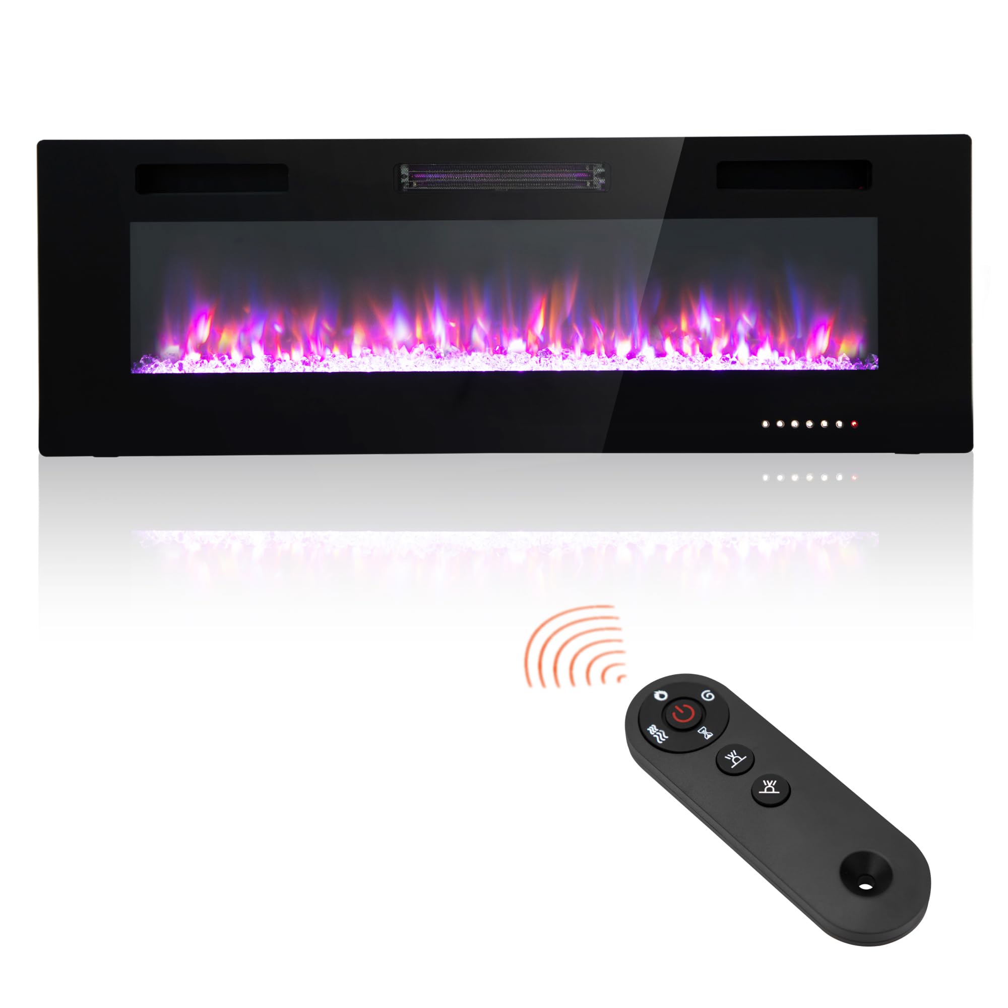 Wall Mounted & Recessed Fireplace Heater with Remote