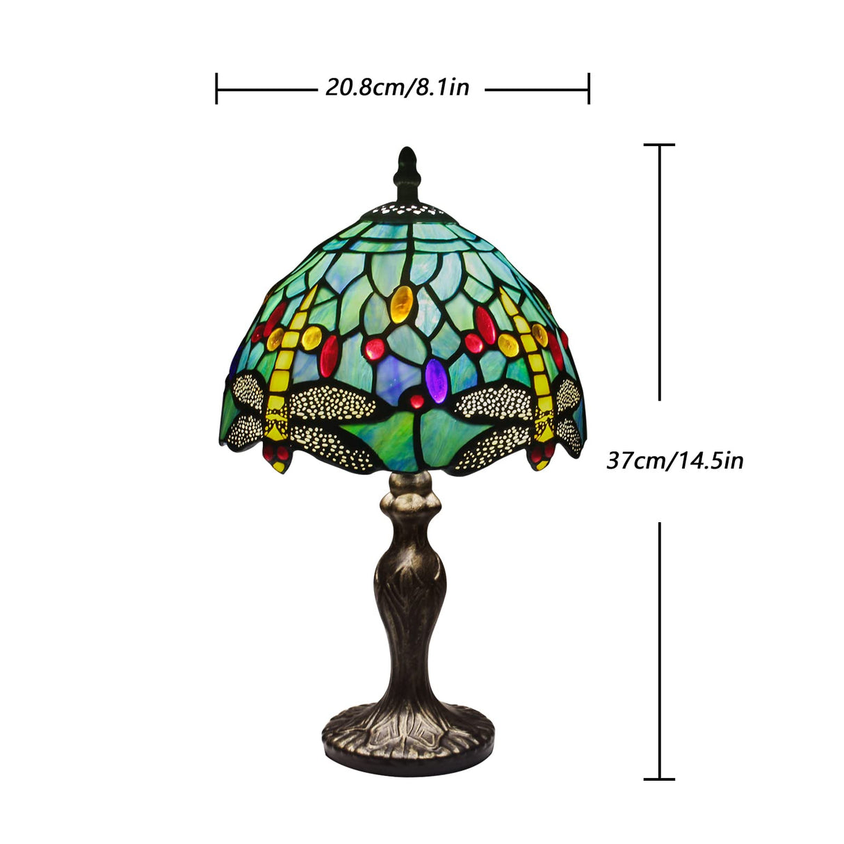 Tiffany Table Lamp Stained Glass Crystal Bead Style Table Light