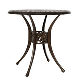 31” Round Cast Aluminum Dining Table, Outdoor Patio Retro Bistro Table