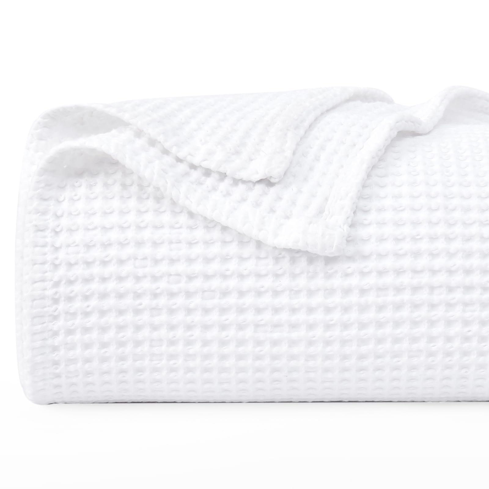 100% Cotton Waffle Weave Blanket King Size 104" x 90"-Lightweight Washed Soft