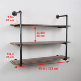 Industrial Pipe Shelving Wall Mounted,48in Rustic Metal Floating Shelves