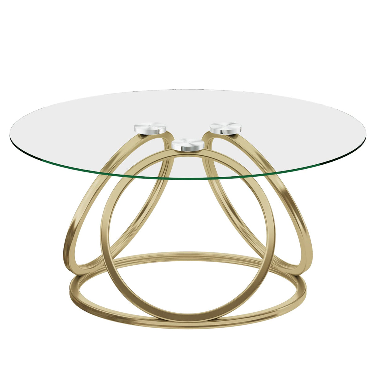 Gold Coffee Table, Modern Round Glass Coffee Table for Living Room