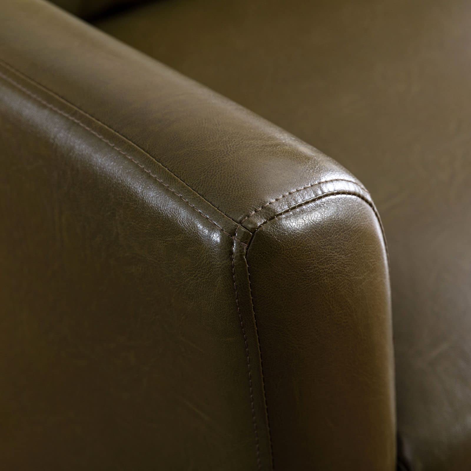 80'' Faux Leather Sofa Couch, Mid-Century Modern Sofa with Solid Wooden Frame