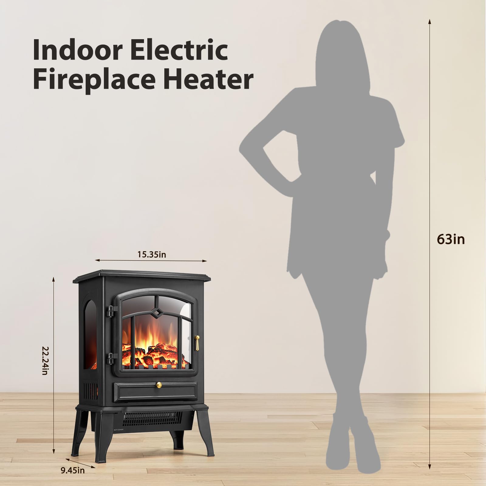 Electric Fireplace Stove with Realistic Flame