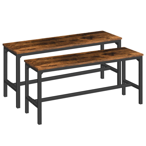 Dining Benches, Pair of 2 Kitchen Benches, Industrial Table Benches, Wooden Indoor Benches