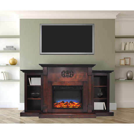 Sanoma 72'' Electric Multi Color LED Fireplace with Charred Log Insert