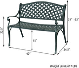 40" Outdoor Antique Garden Bench Aluminum Frame Seats Chair Patio Garden