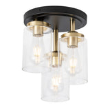 3-Light Clear Glass Shade Ceiling Light Fixture