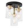 3-Light Clear Glass Shade Ceiling Light Fixture