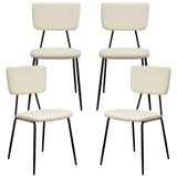 White Dining Room Chairs Set of 4 - Modern Boucle Fabric Kitchen Chairs