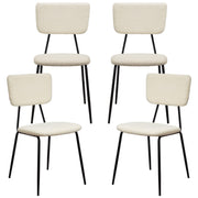 White Dining Room Chairs Set of 4 - Modern Boucle Fabric Kitchen Chairs