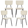 White Dining Room Chairs Set of 4 - Modern Boucle Fabric Kitchen Chairs