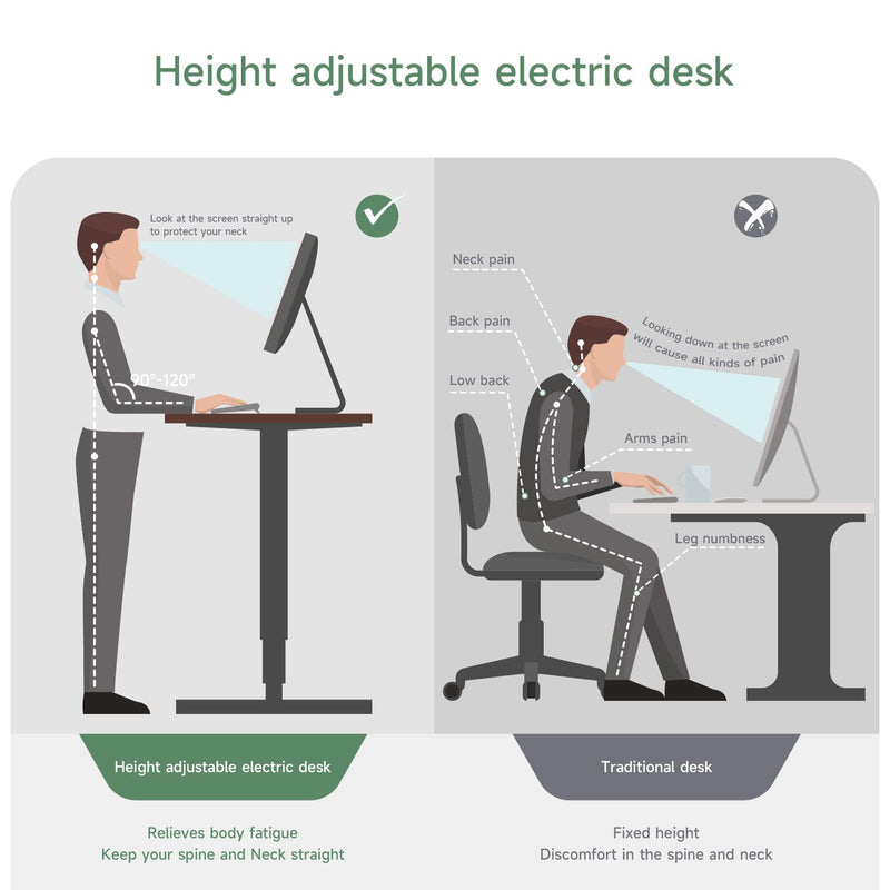 Electric Standing Desk Height Adjustable Computer Table-43 x 24 Inches Durable