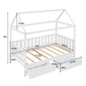 House Bed Twin, Wood House Bed Frame, House Twin Bed with Fence-Shaped