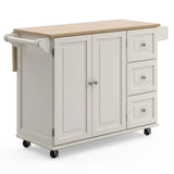 Mobile Kitchen Island Cart with Wood Drop Leaf Breakfast Bar