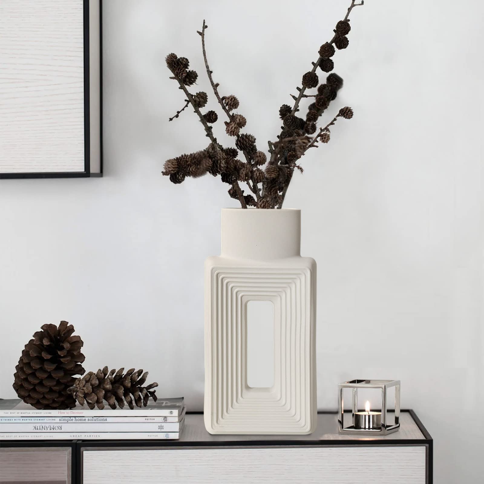 White Ceramic Vase Set of 2