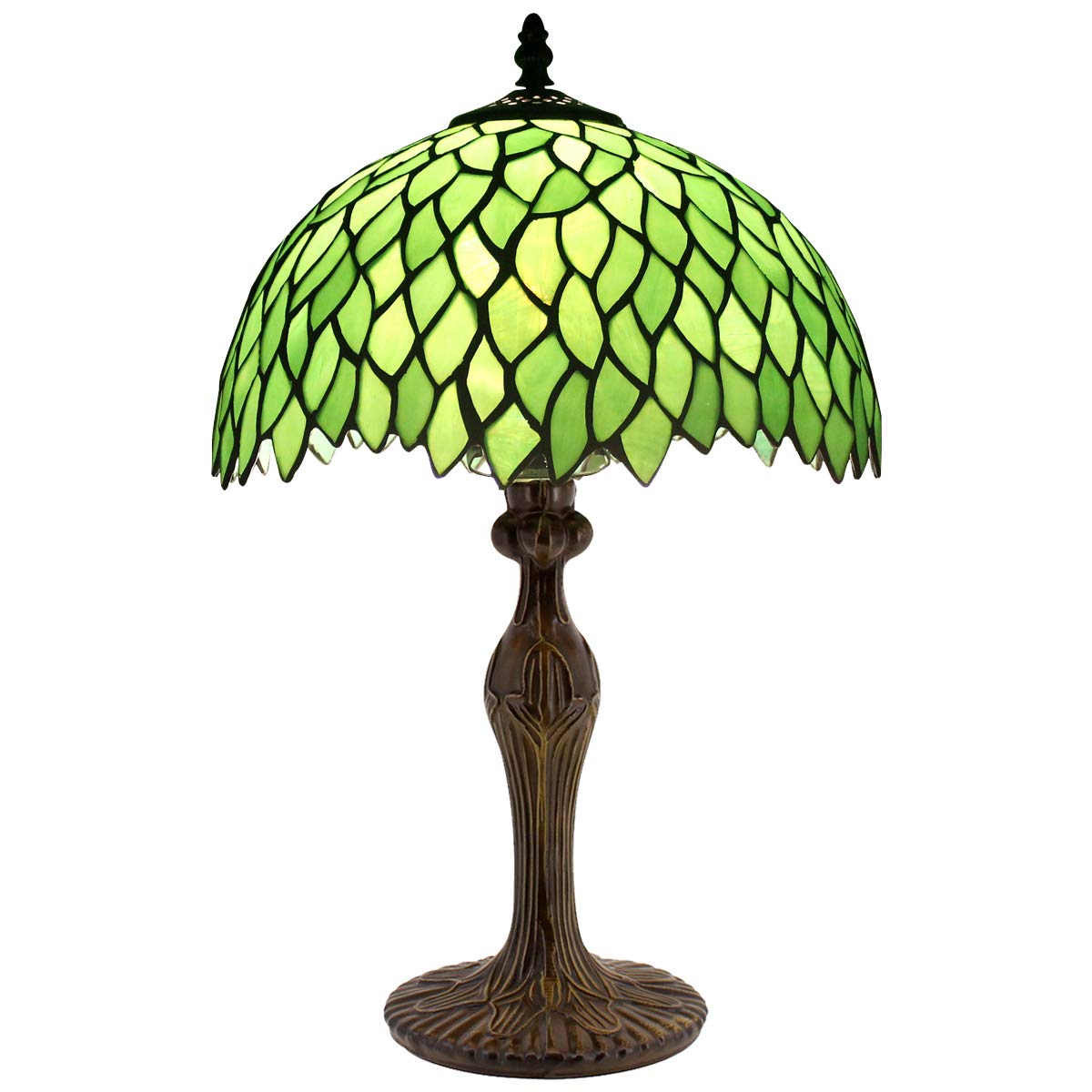 Tiffany Table Lamp Green Wisteria Style Stained Glass Desk Bedside