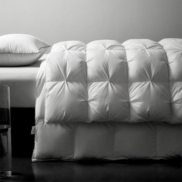 Pinch Pleat King Size Down Comforter - All Season Medium Warm Duvet Insert- Ultra-Soft
