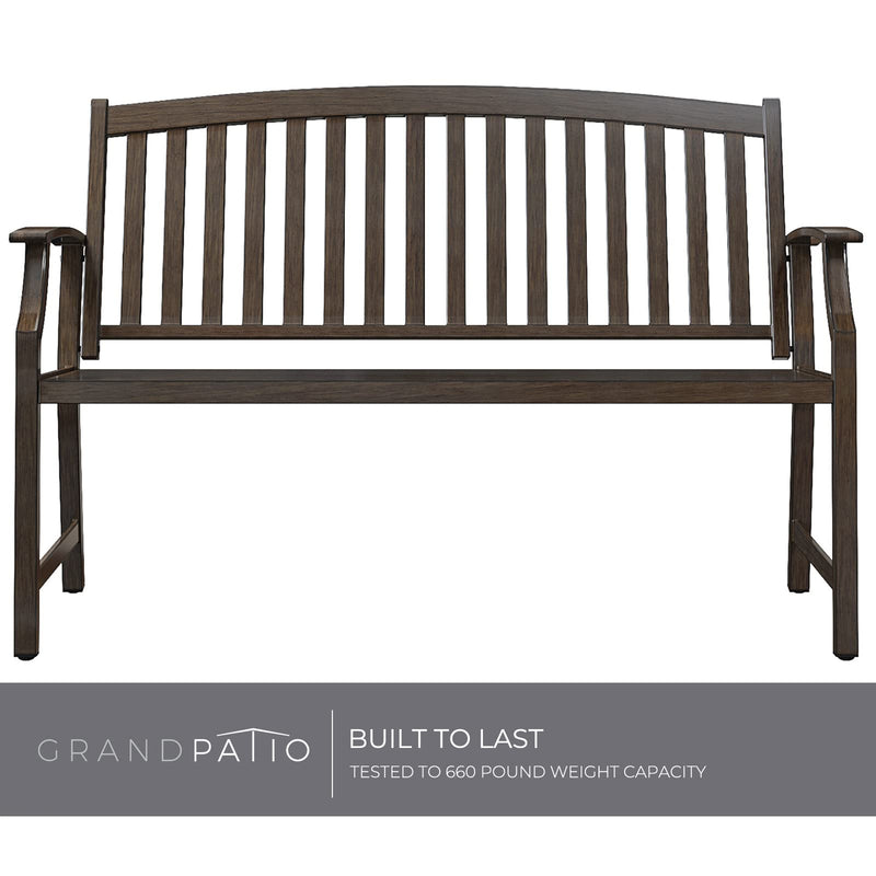 Garden Bench, Outdoor Benches with Anti-Rust Aluminum Steel Metal Frame