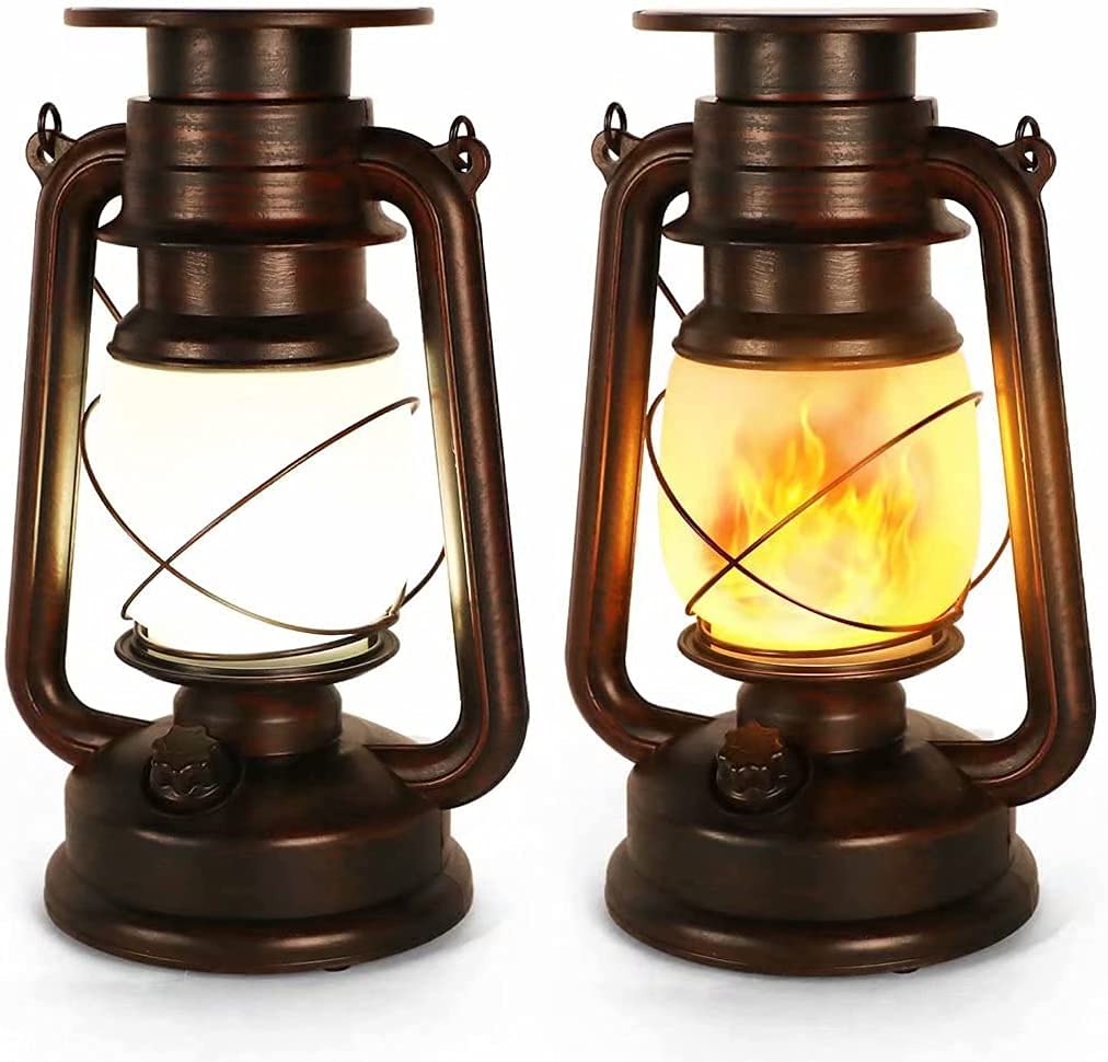 Solar Lanterns Led Vintage Lantern Rustic Solar Lightsen Deck Yard Path 2Pack