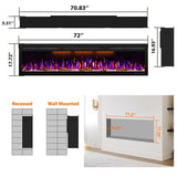 72 inch Electric Fireplace  Ultra Slim Frame