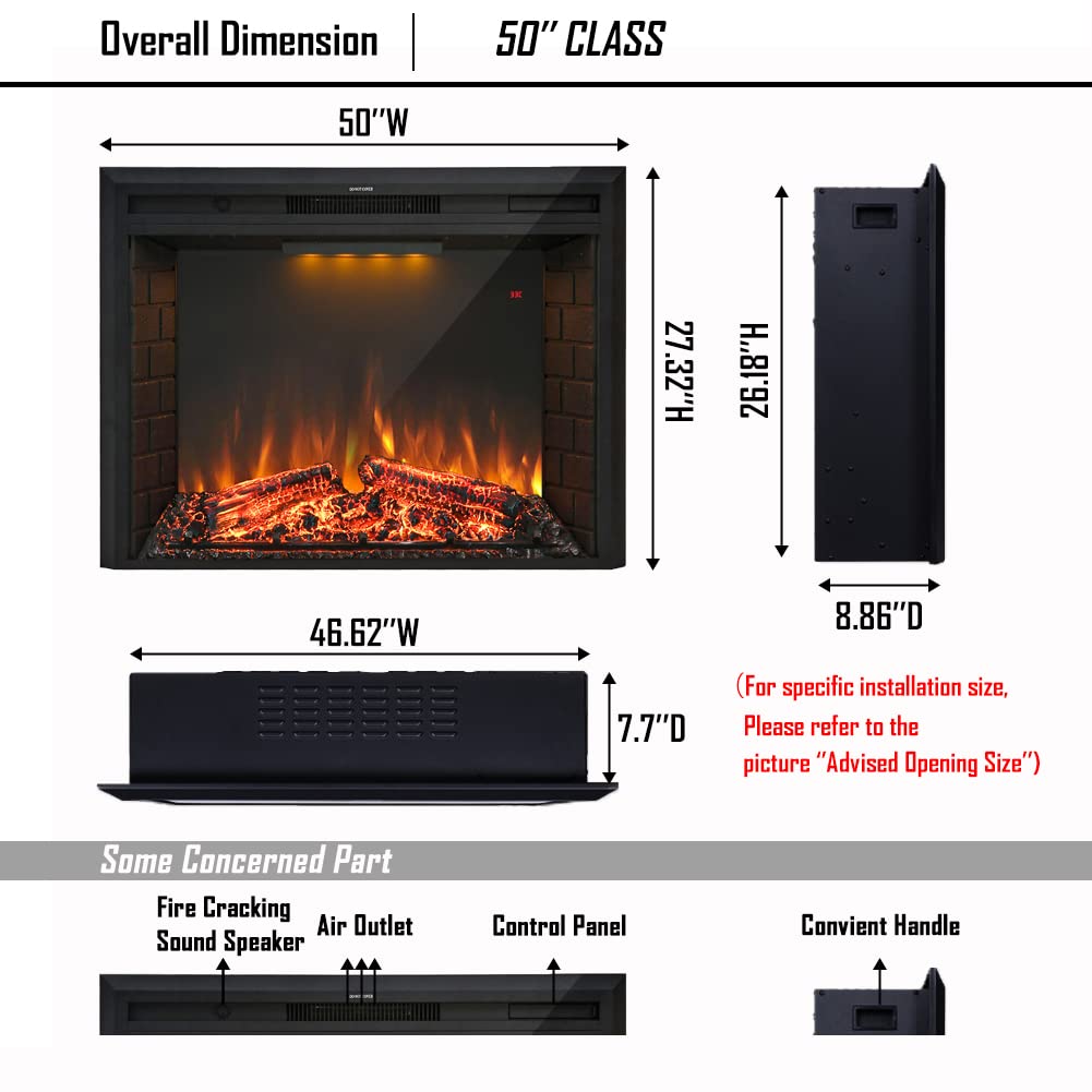 50'' Electric Fireplace Insert