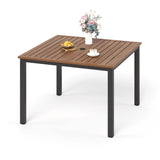 42" Metal Patio Table, Steel Slatted Square