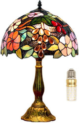 Bedside Table Lamp LED E26 Bulb Tiffany Stained Glass Grape Rose Handmade