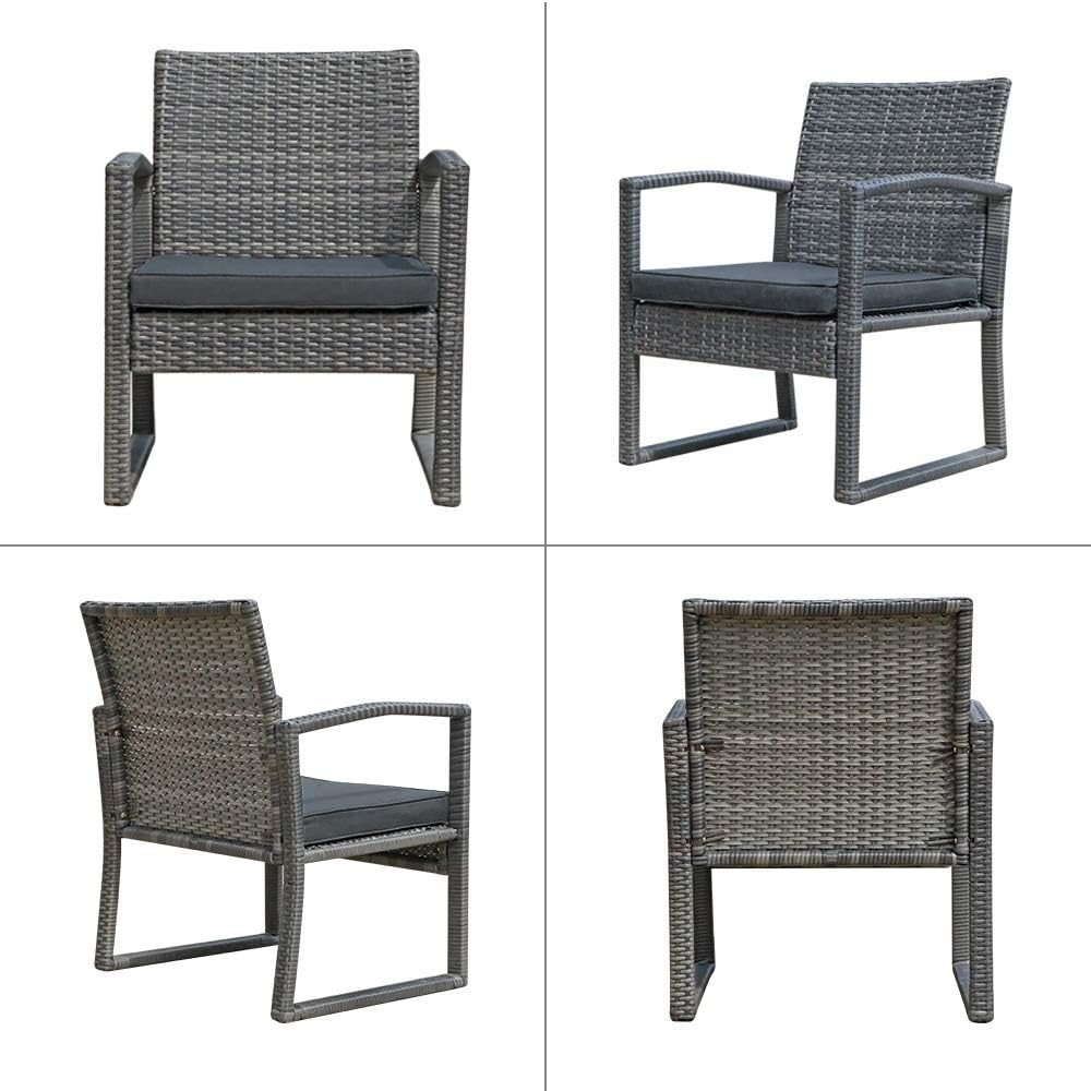 3 Pieces Outdoor Patio Furniture Set, Wicker Conversation Set, Rattan Chair Set