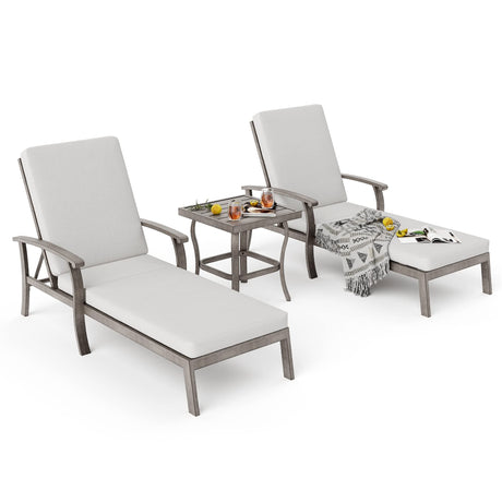 Aluminum Patio Chaise Lounge Set 3 Pieces, Patio Lounge Chair