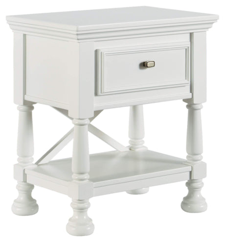 Kaslyn Country Cottage 1 Drawer Children's Nightstand, White