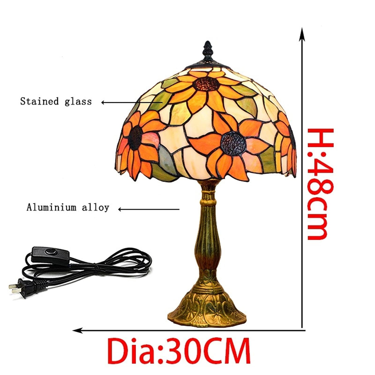 Tiffany Lamp Stained Glass Lamp Sunflower Yellow Bedroom