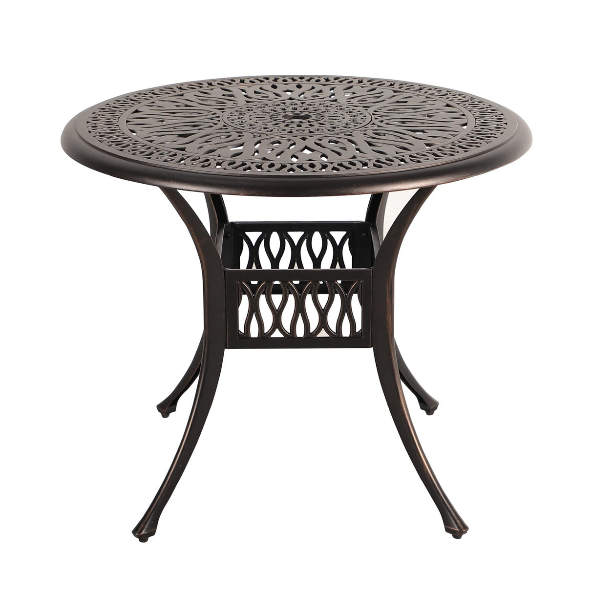 Patio Bistro Table, 35.4’’ Round Cast Aluminum Retro Side Table