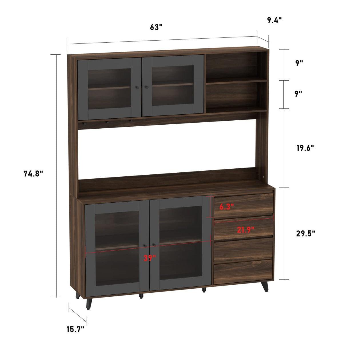 Large Kitchen Hutch Storage Cabinet