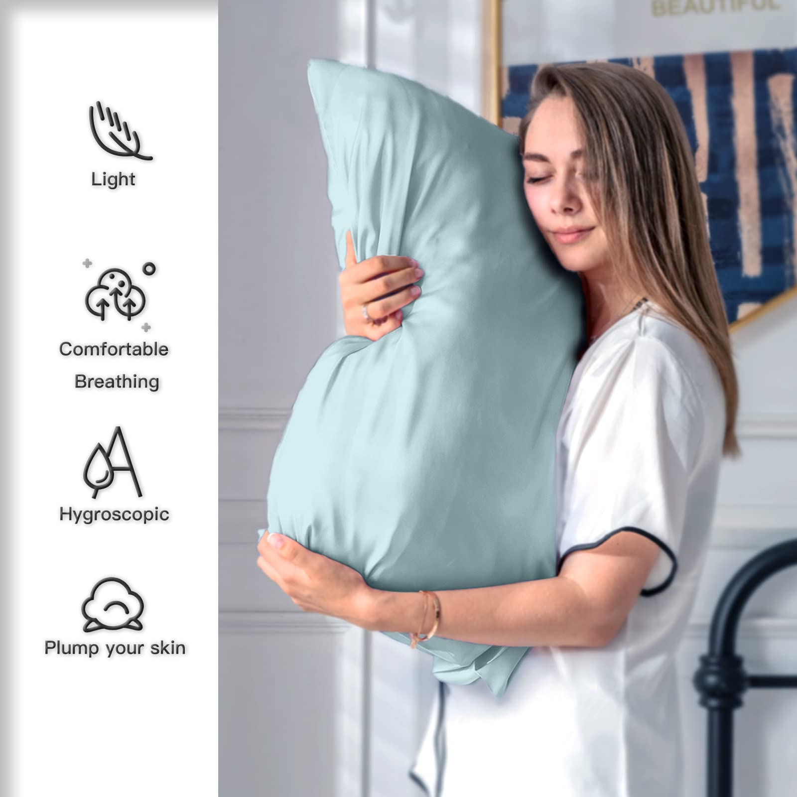 Mulberry Silk Pillowcase for Hair and Skin Standard Size 20"X 26" with Hidden Zipper