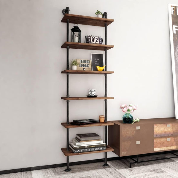 Industrial Pipe Bookshelves Rustic Wall Ladder Bookshelf Display Storage Stand Shelf