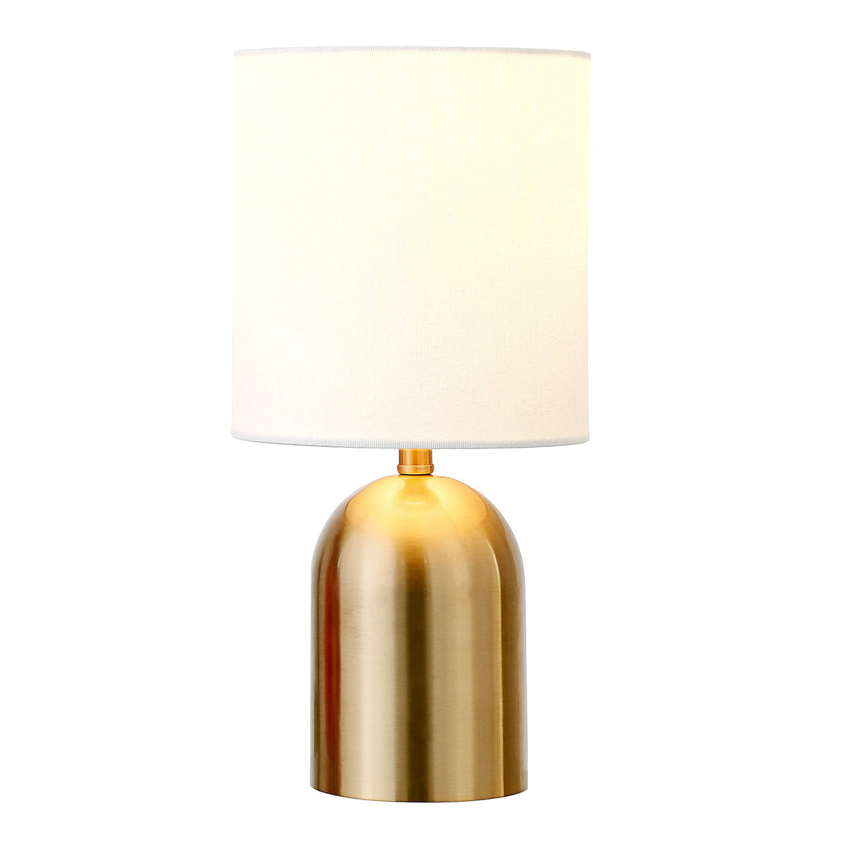 Talbot 13.25" Tall Mini Lamp with Fabric Shade in Brass/White