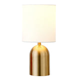 Talbot 13.25" Tall Mini Lamp with Fabric Shade in Brass/White