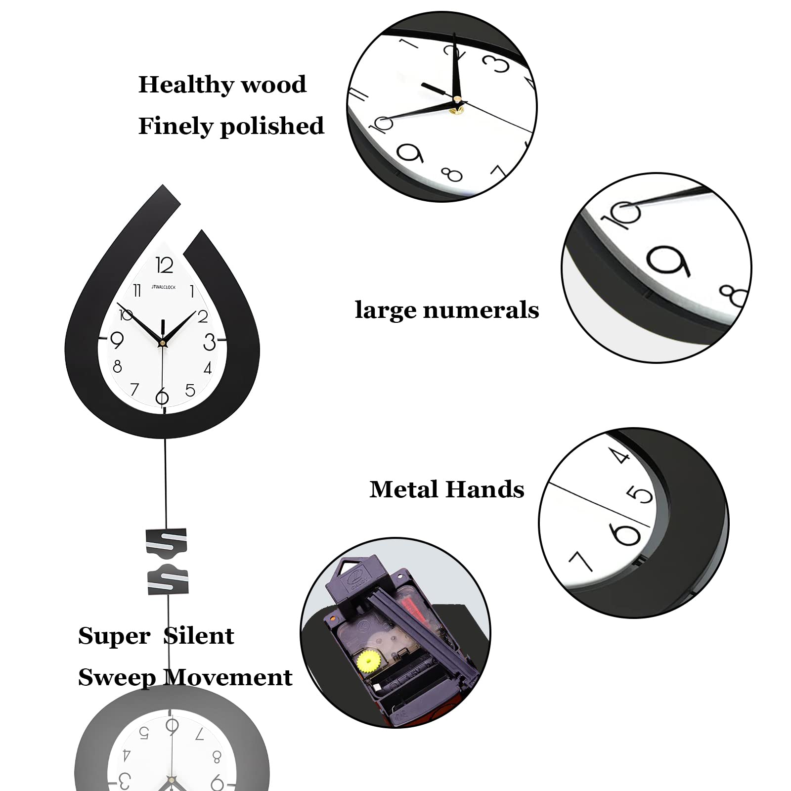Large Wall Clock for Living Room Decor Big Pendulum
