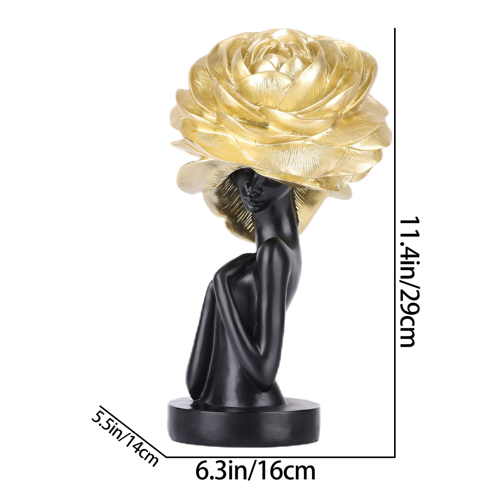 Black and Gold African Statues and Sculptures, African-American Women Busts