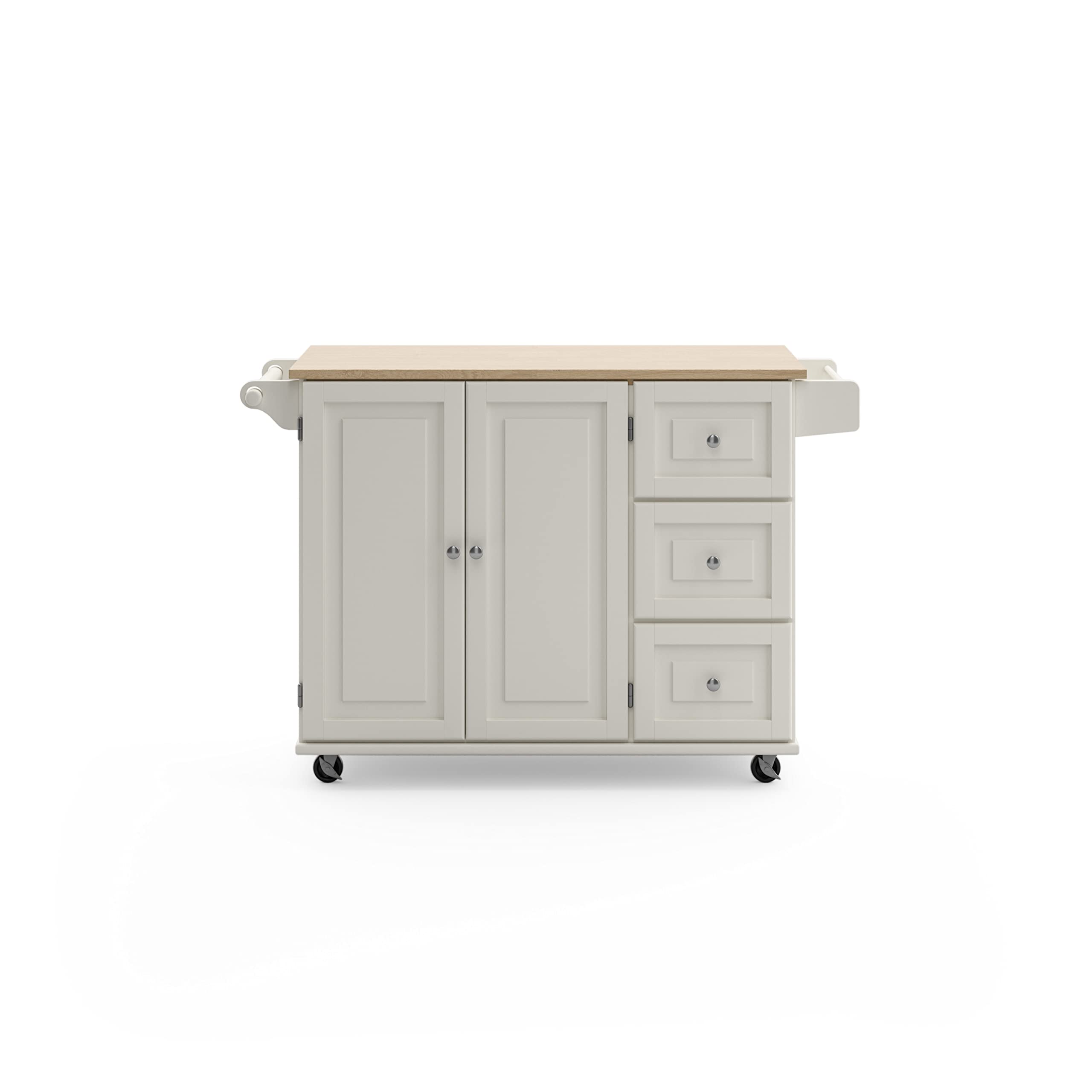 Mobile Kitchen Island Cart with Wood Drop Leaf Breakfast Bar