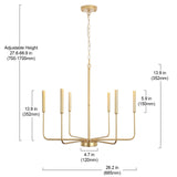 Spray Gold Chandeliers for Dining Room Modern Farmhouse Candle Chandelier 6-Light