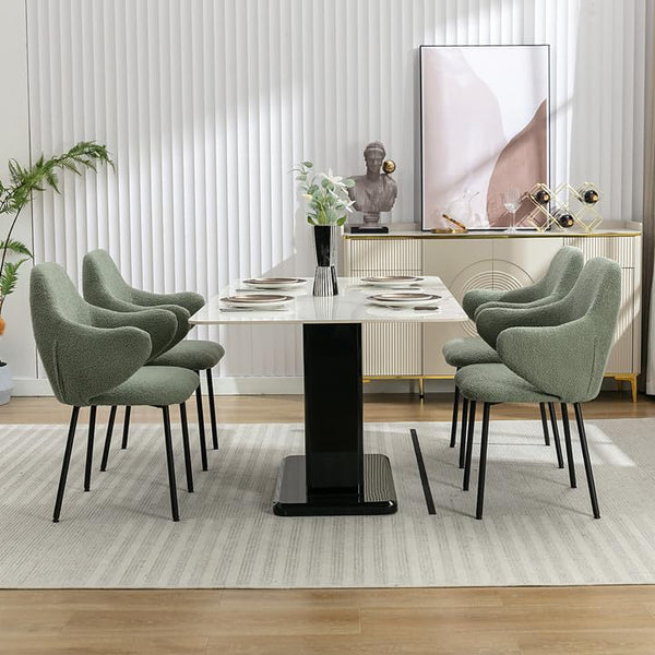 Green Dining Chairs Set of 4, Mid-Century Dining Room Chairs with Arms, Modern