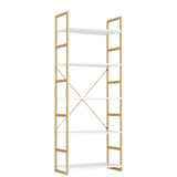 Industrial Gold Bookcase with Metal Frame, Modern Display Shelves