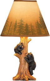 Rustic Climbing Bear Family Northwoods Lamp