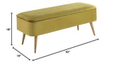 Upholstered Bench, 42" W, Avocado Green