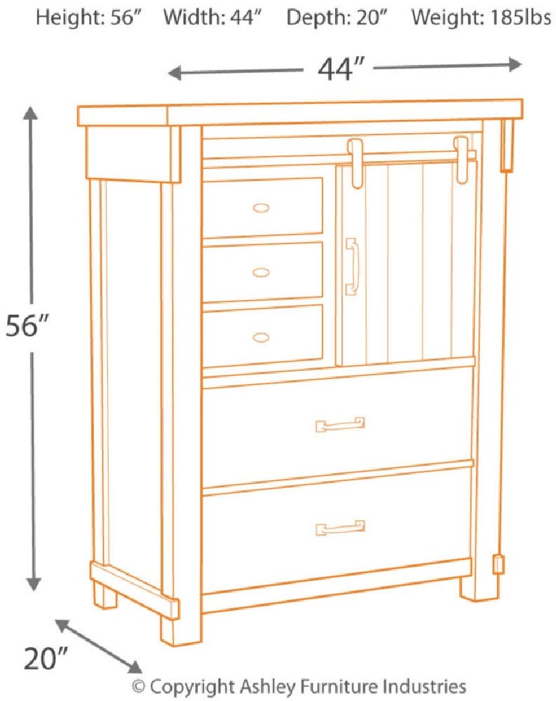 Brashland Farmhouse 5 Drawer Chest with Dovetail Construction