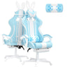 Light Blue Gaming Chair with Bunny Ear, Cute Massage Gaming Chairs for Adults & Teens